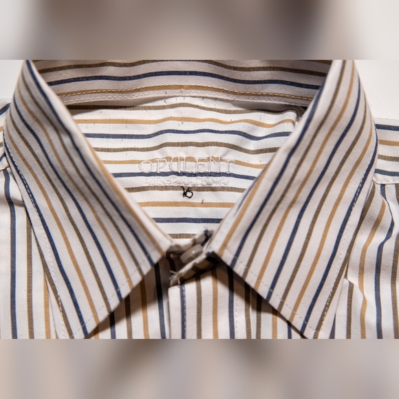 Opulent - Short sleeve - Button down - yellow and blue striped - Picture 2 of 4